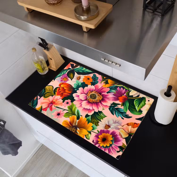 Bloemen - Kleurrijk - Roze Inductie beschemer met haakjes klein -sfeer1