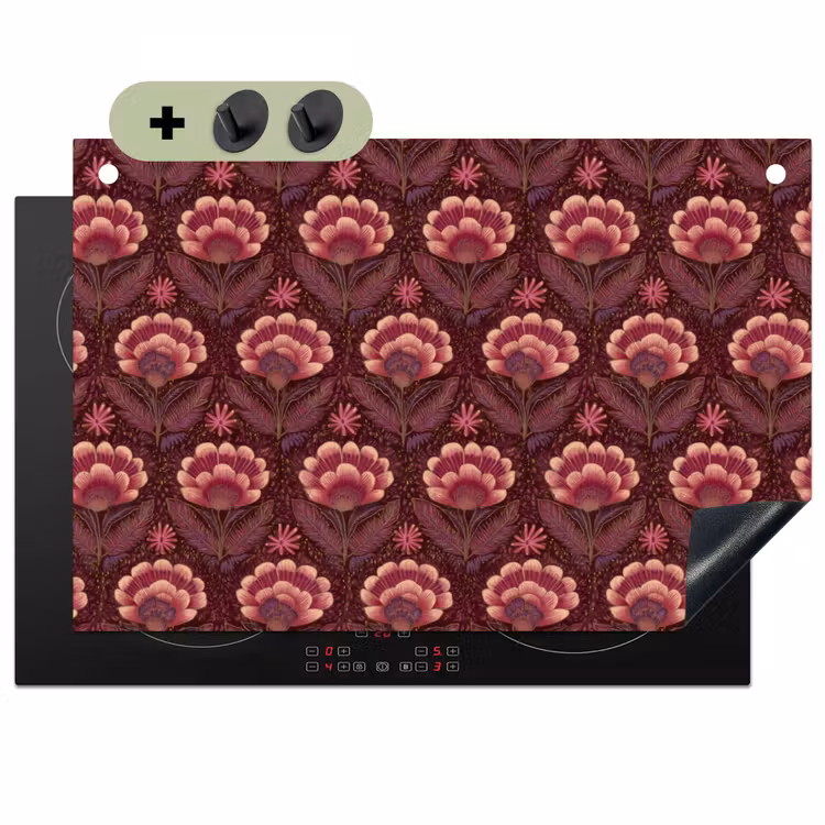Bloemen - Waaier - Paars Inductie beschemer met haakjes klein 777 -3d