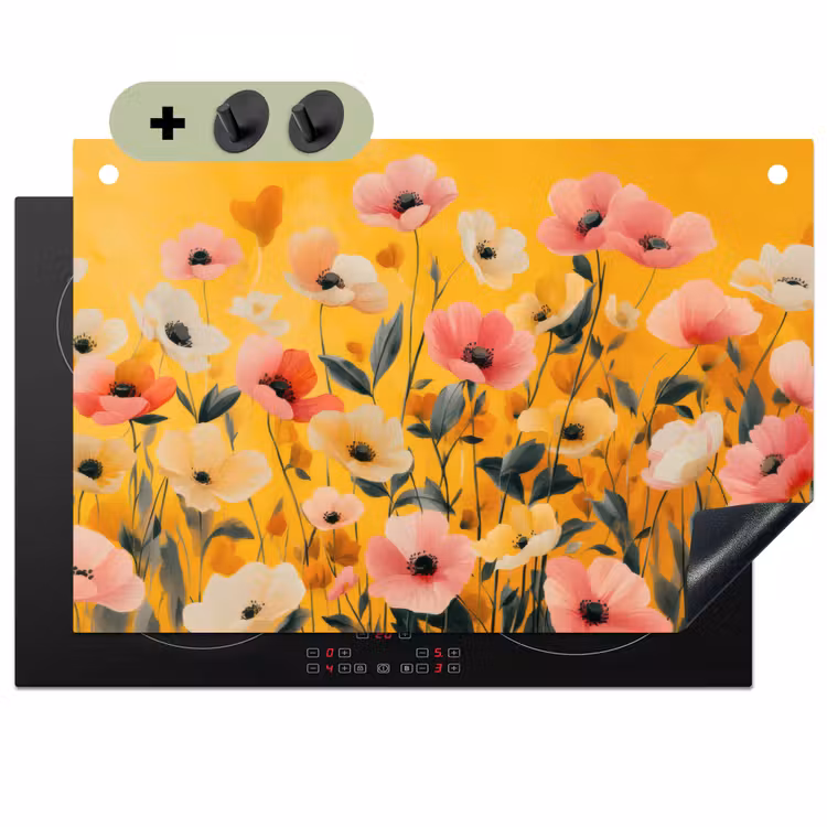 Bloemen - Veld - Geel Inductie beschemer met haakjes klein -3d
