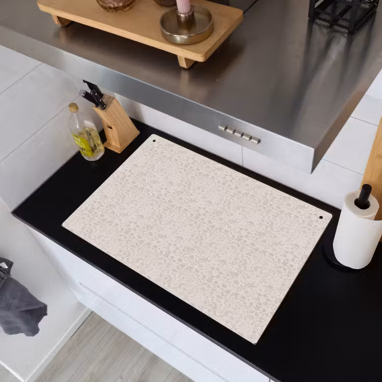 Bloemen - Bladeren - Licht - Taupe Inductie beschemer met haakjes klein 777 -sfeer1