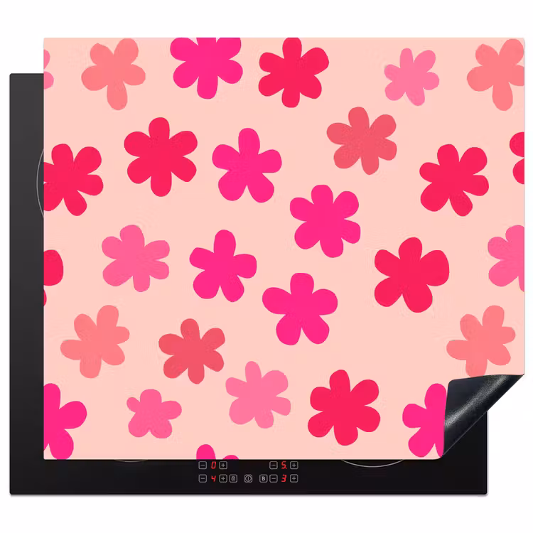Bloemen - Patroon - Roze Inductie beschermer vinyl 3mm middel -3d