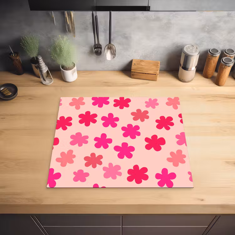Bloemen - Patroon - Roze Inductie beschermer vinyl 3mm middel -sfeer5
