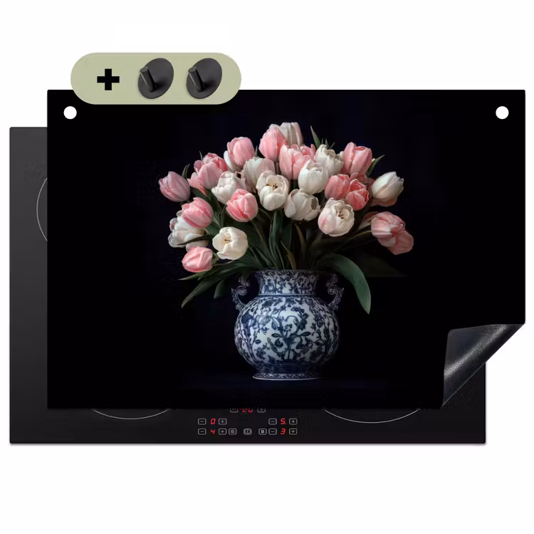 Bloemen - Roze - Tulpen - Vaas Inductie beschemer met haakjes klein -3d