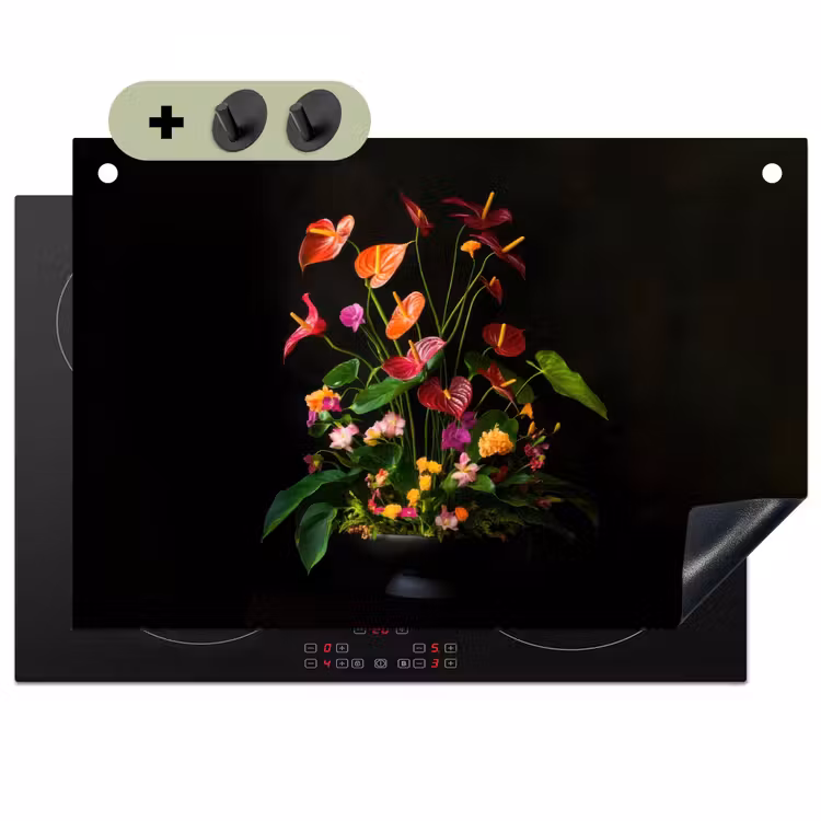 Bloemen - Vaas - Kleurrijk Inductie beschemer met haakjes klein -3d