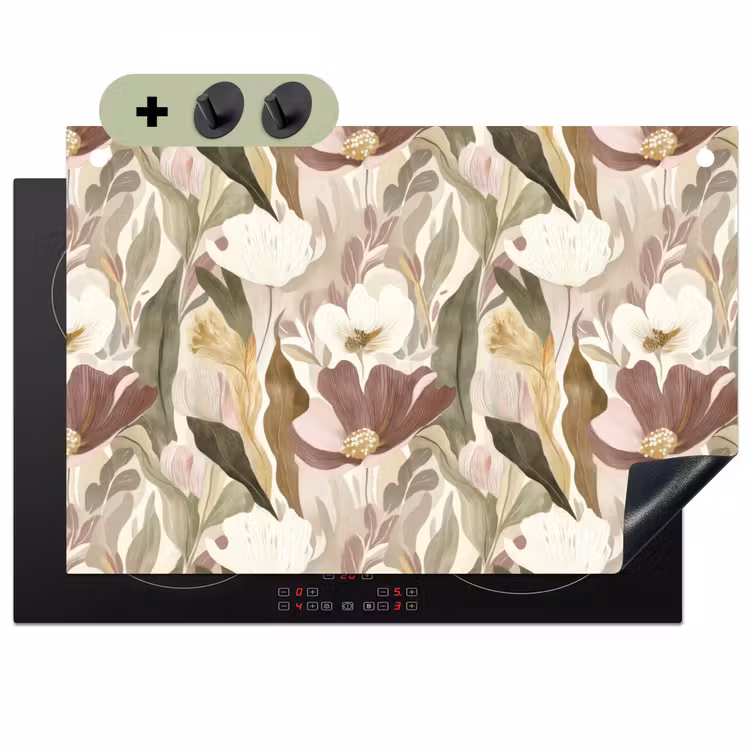 Bloemen - Aquarel - Kleurrijk Inductie beschemer met haakjes klein 777 -3d