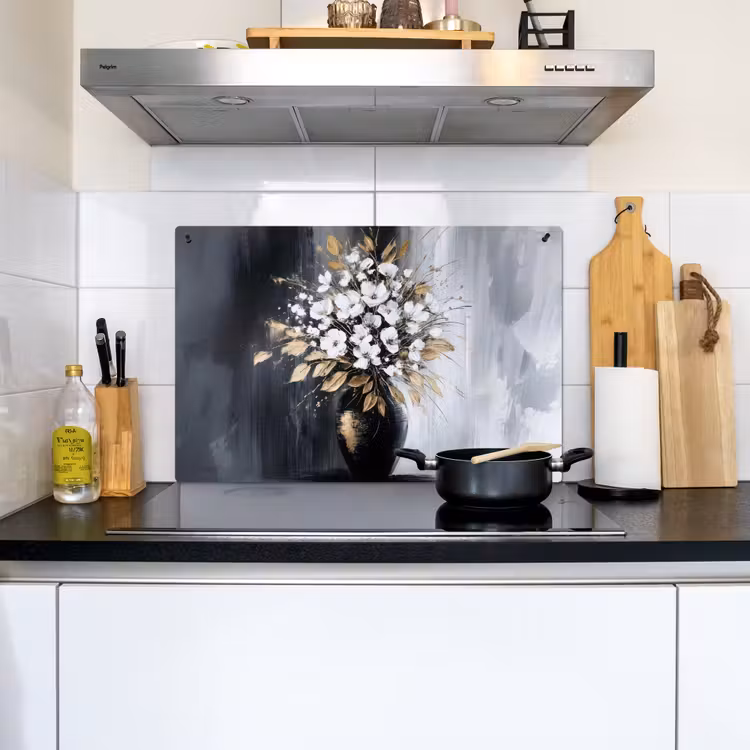Bloemen - Wit - Vaas - Abstract Inductie beschemer met haakjes klein -sfeer2
