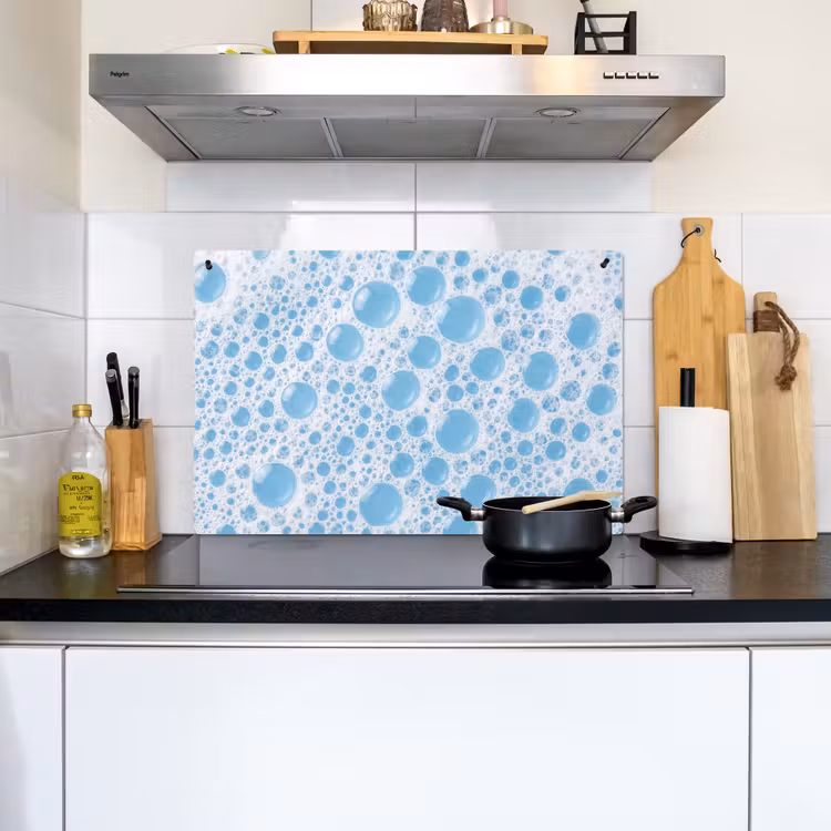 Schuim - Bubbels - Blauw Inductie beschemer met haakjes klein -sfeer2