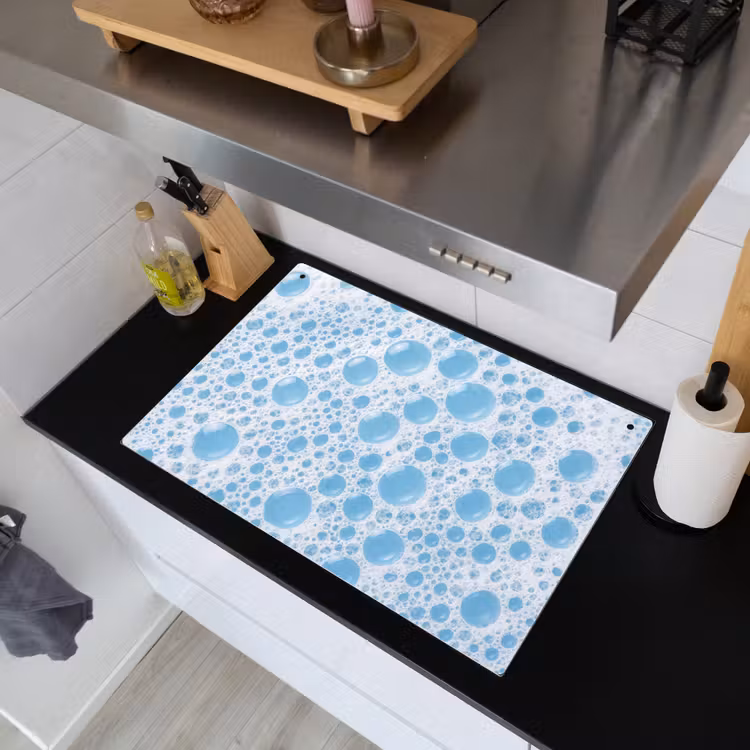 Schuim - Bubbels - Blauw Inductie beschemer met haakjes klein -sfeer1