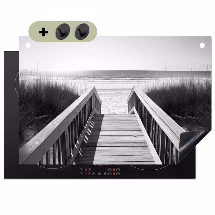Loopbrug - Hout - Strand - Zee Inductie beschemer met haakjes klein -3d