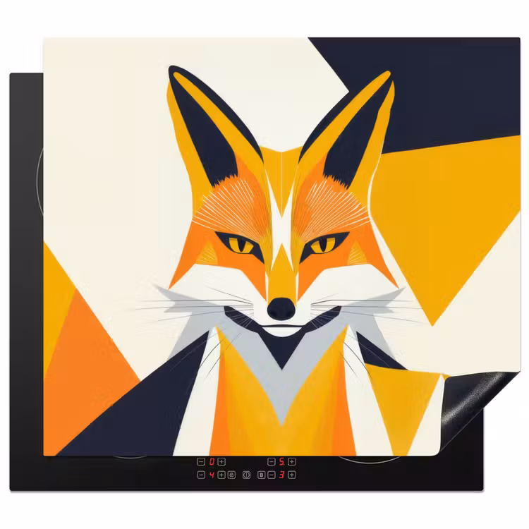 Vos - Oranje - Abstract - Driehoeken Inductie beschermer vinyl 3mm middel -3d
