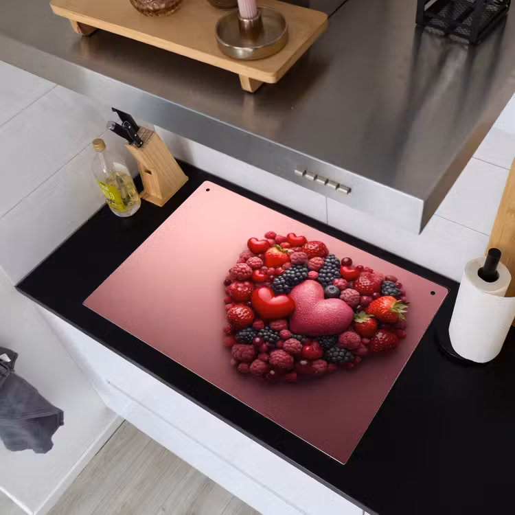 Fruit - Hartjes - Aardbeien - Frambozen - Bosbessen Inductie beschemer met haakjes klein -sfeer1