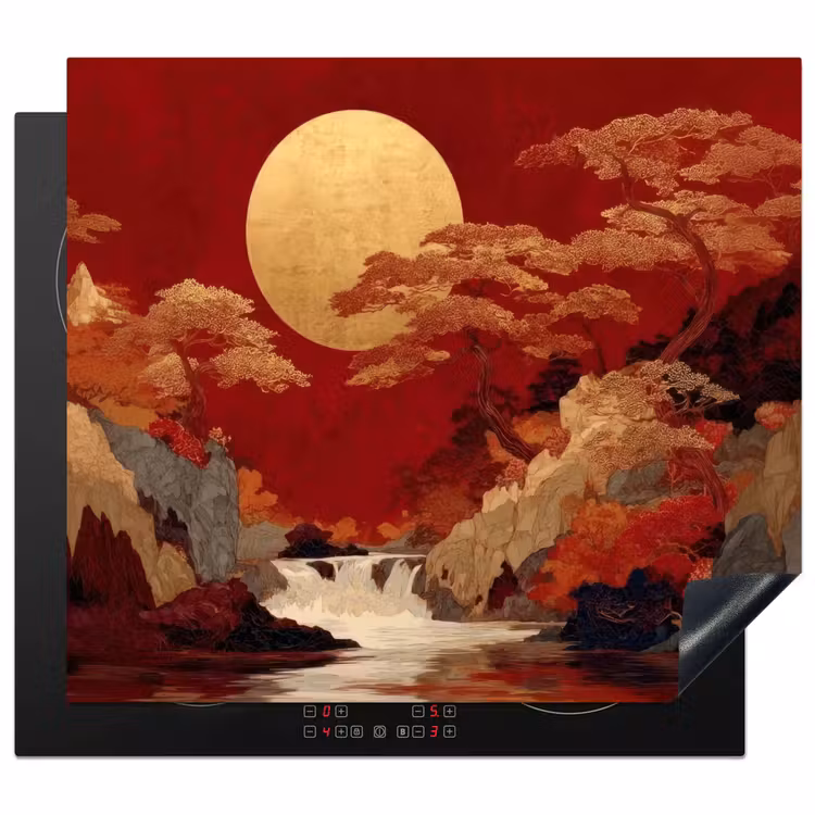 Volle maan - Landschap - Waterval Inductie beschermer vinyl 3mm middel -3d