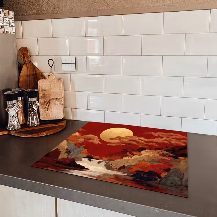 Volle maan - Landschap - Waterval Inductie beschermer vinyl 3mm middel -sfeer3
