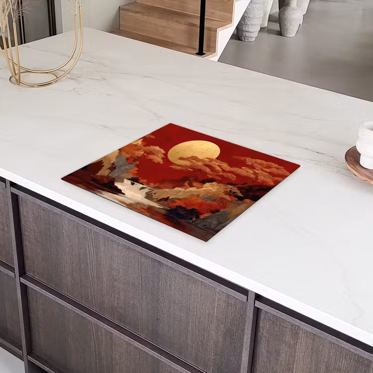 Volle maan - Landschap - Waterval Inductie beschermer vinyl 3mm middel -sfeer8