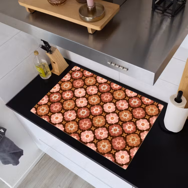 Geometrisch - Bloemen - Kleurrijk Inductie beschemer met haakjes klein 777 -sfeer1