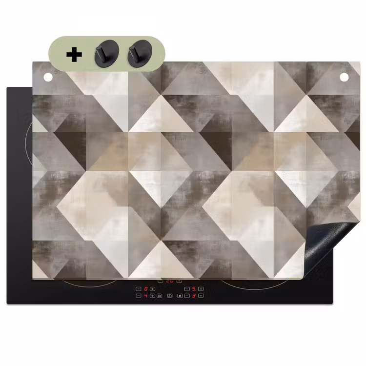 Geometrisch - Motief - Aardetinten Inductie beschemer met haakjes klein 777 -3d