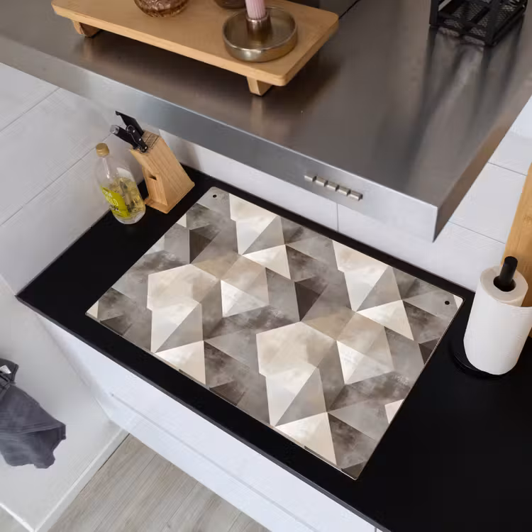 Geometrisch - Motief - Aardetinten Inductie beschemer met haakjes klein 777 -sfeer1