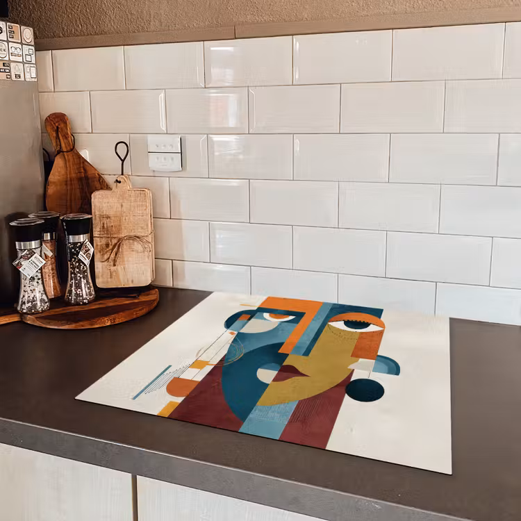Geometrisch - Strakke vormen - Kleurrijk Inductie beschermer vinyl 3mm middel -sfeer3
