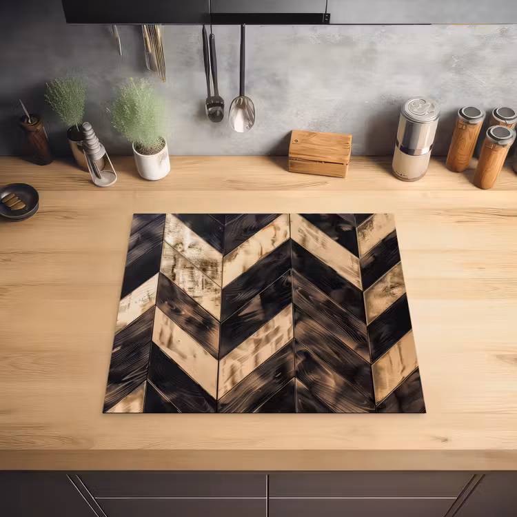 Geometrisch Houtmozaïek Inductie beschermer vinyl 3mm middel -sfeer5