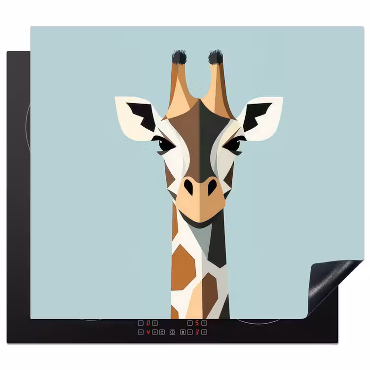 Giraffe - Illustratie - Bruin - Minimalistisch Inductie beschermer vinyl 3mm middel -3d
