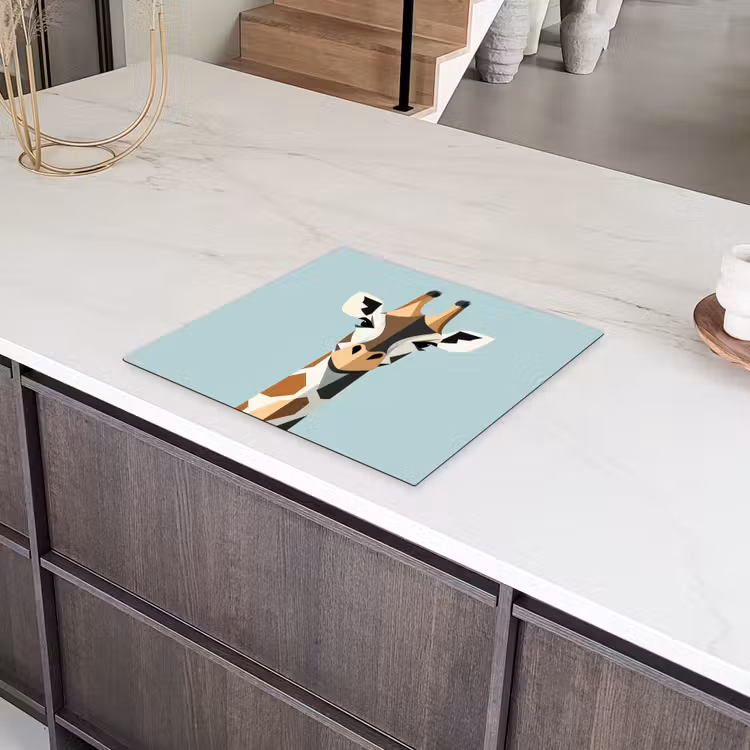 Giraffe - Illustratie - Bruin - Minimalistisch Inductie beschermer vinyl 3mm middel -sfeer8