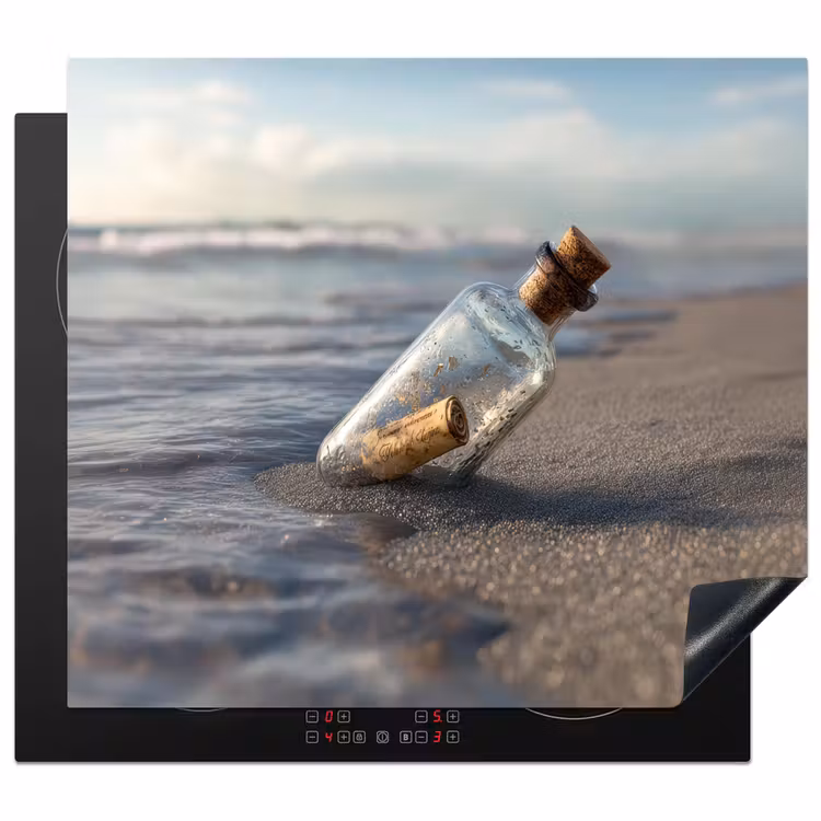 Glazenfles - Post - Zee - Zand Inductie beschermer vinyl 3mm middel -3d