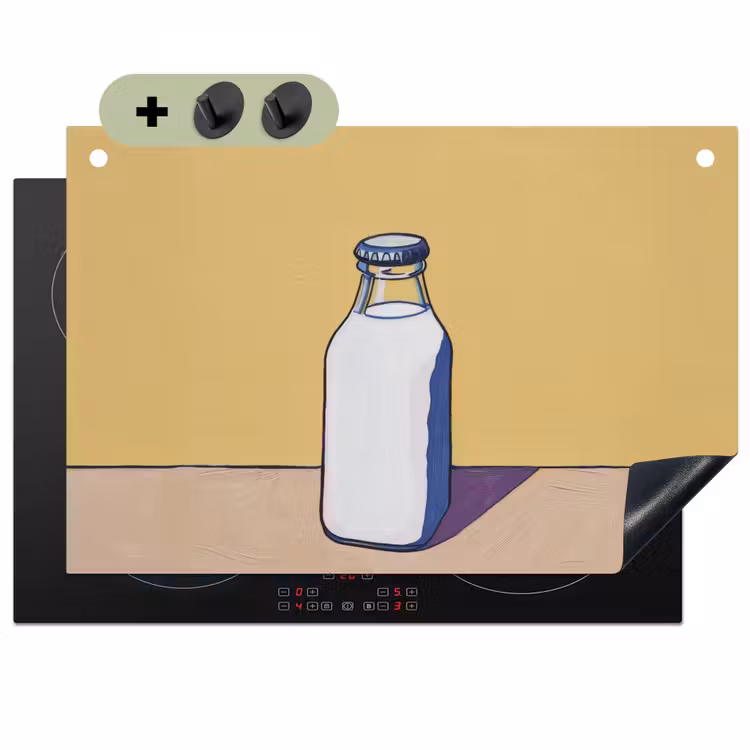 Glazen - Fles - Illustratie - Melk Inductie beschemer met haakjes klein -3d