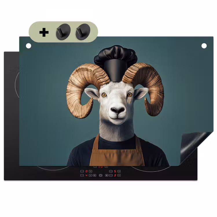 Geit - Hoorns - Kokskleding Inductie beschemer met haakjes klein -3d