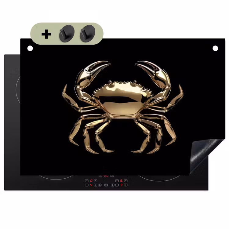 Goud - Krab - Dieren - Zwart Inductie beschemer met haakjes klein -3d