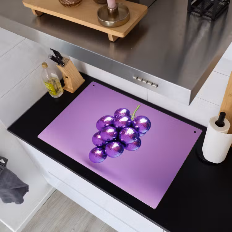 Druif - Disco - Glitter - Paars Inductie beschemer met haakjes klein -sfeer1