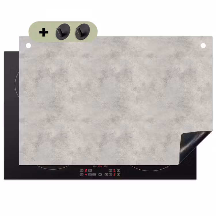 Grijs - Beton - Industrieel Inductie beschemer met haakjes klein 777 -3d