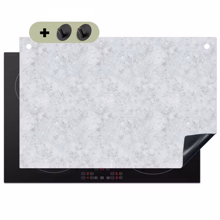 Grijs - Terrazzo-effect - Beton Inductie beschemer met haakjes klein 777 -3d