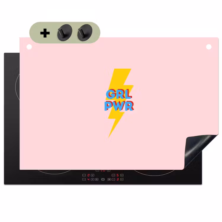 Grl pwr - Bliksem - Roze Inductie beschemer met haakjes klein -3d