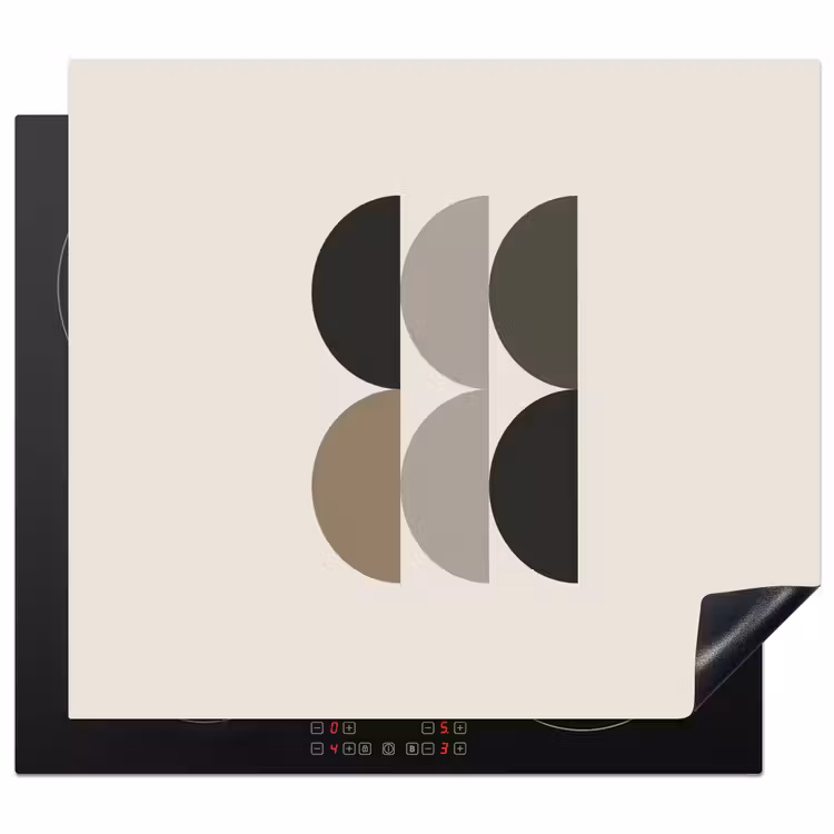 Halve cirkels - Aardetinten - Grafisch Inductie beschermer vinyl 3mm middel -3d