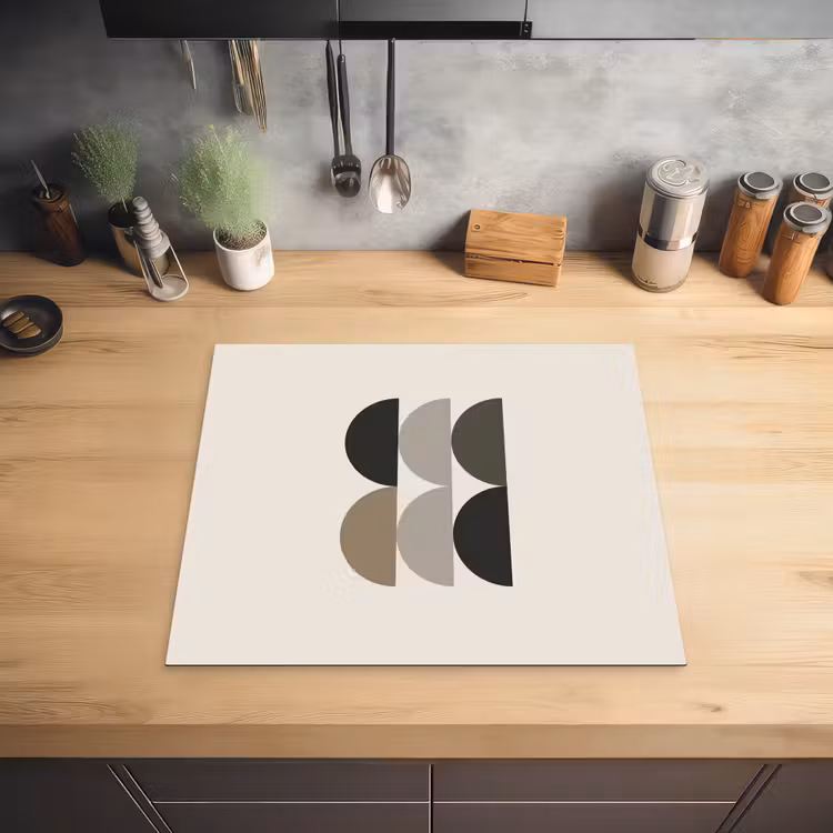 Halve cirkels - Aardetinten - Grafisch Inductie beschermer vinyl 3mm middel -sfeer5
