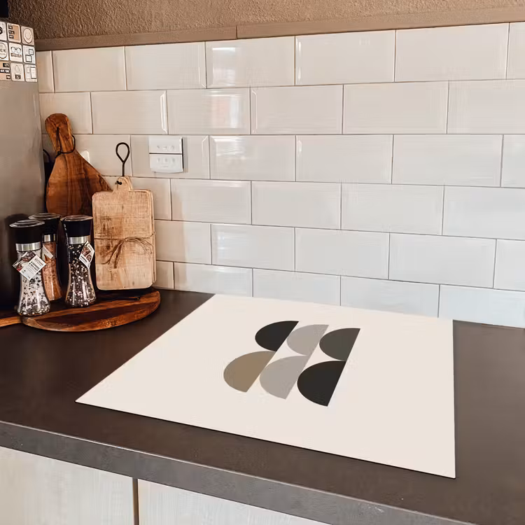 Halve cirkels - Aardetinten - Grafisch Inductie beschermer vinyl 3mm middel -sfeer3