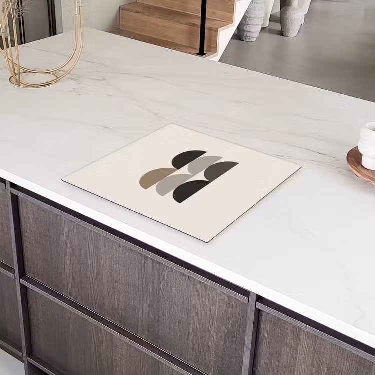 Halve cirkels - Aardetinten - Grafisch Inductie beschermer vinyl 3mm middel -sfeer8