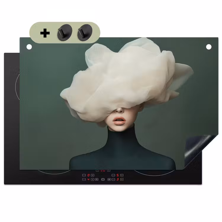 Hoed - Vrouw - Beige Inductie beschemer met haakjes klein -3d