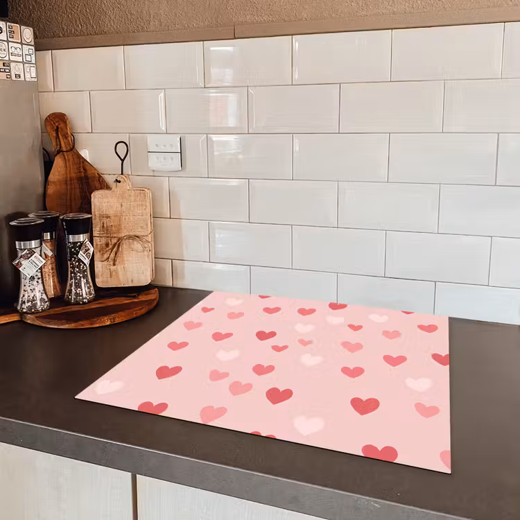 Hartjes - Patroon - Roze - Eenvoudig Inductie beschermer vinyl 3mm middel -sfeer3