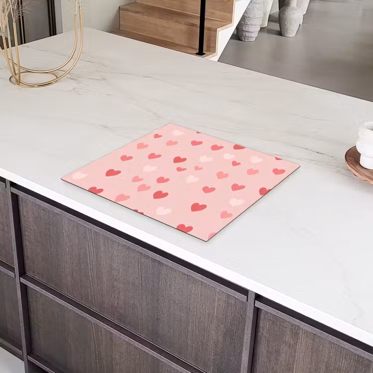 Hartjes - Patroon - Roze - Eenvoudig Inductie beschermer vinyl 3mm middel -sfeer8