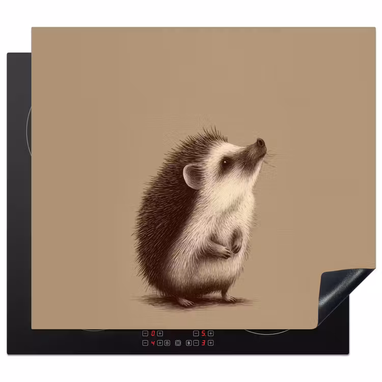 Egel - Snuitje - Bruin - Stekels Inductie beschermer vinyl 3mm middel -3d