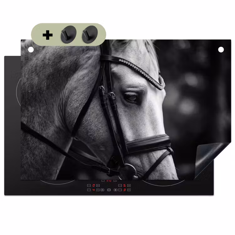 Paard - Schimmel - Portret Inductie beschemer met haakjes klein -3d