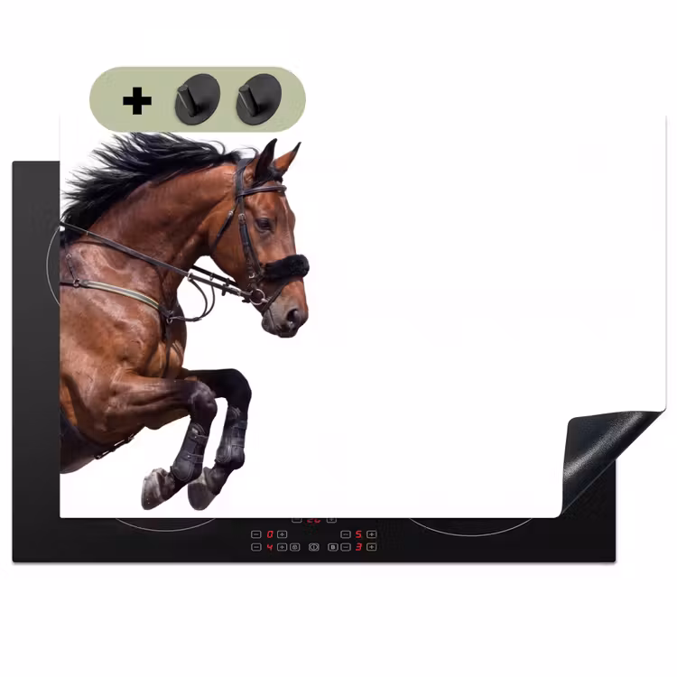 Paard - Springen - Modern Inductie beschemer met haakjes klein -3d
