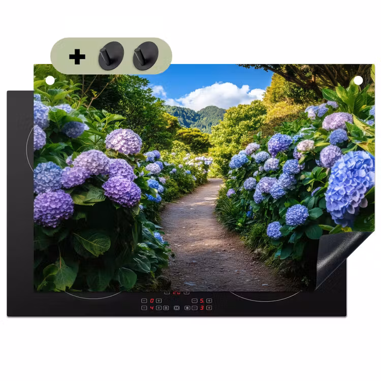 Hortsensia - Pad - Bloemen Inductie beschemer met haakjes klein -3d