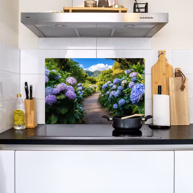 Hortsensia - Pad - Bloemen Inductie beschemer met haakjes klein -sfeer2