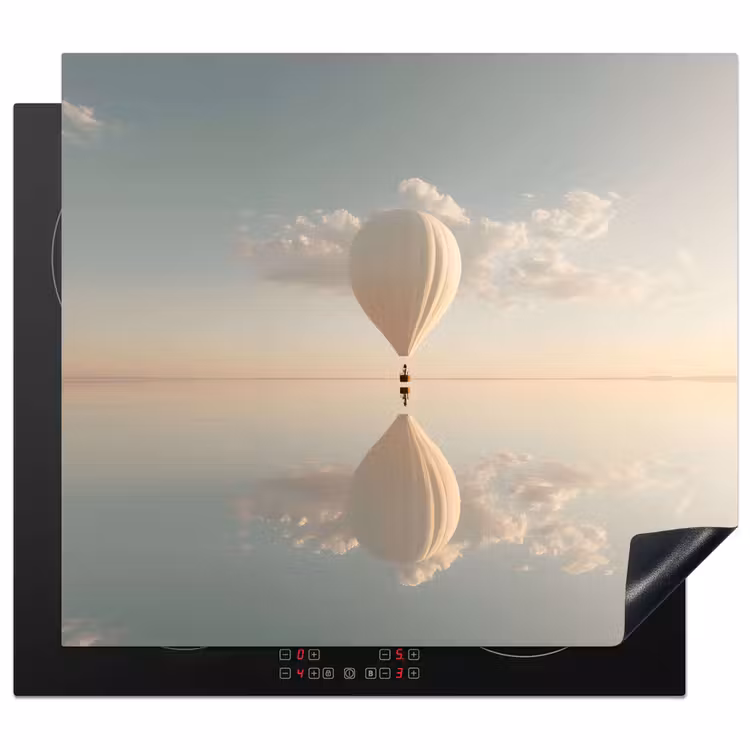 Luchtballon - Wolken - Water - Blauw Inductie beschermer vinyl 3mm middel -3d