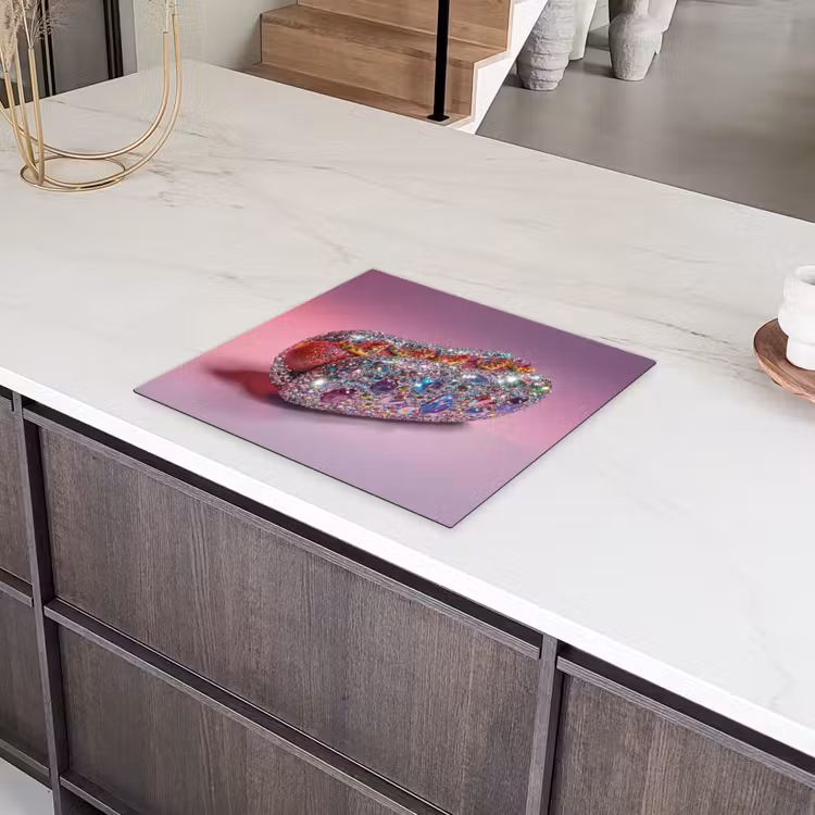 Hotdog - Steentjes - Glitters - Paars Inductie beschermer vinyl 3mm middel -sfeer8