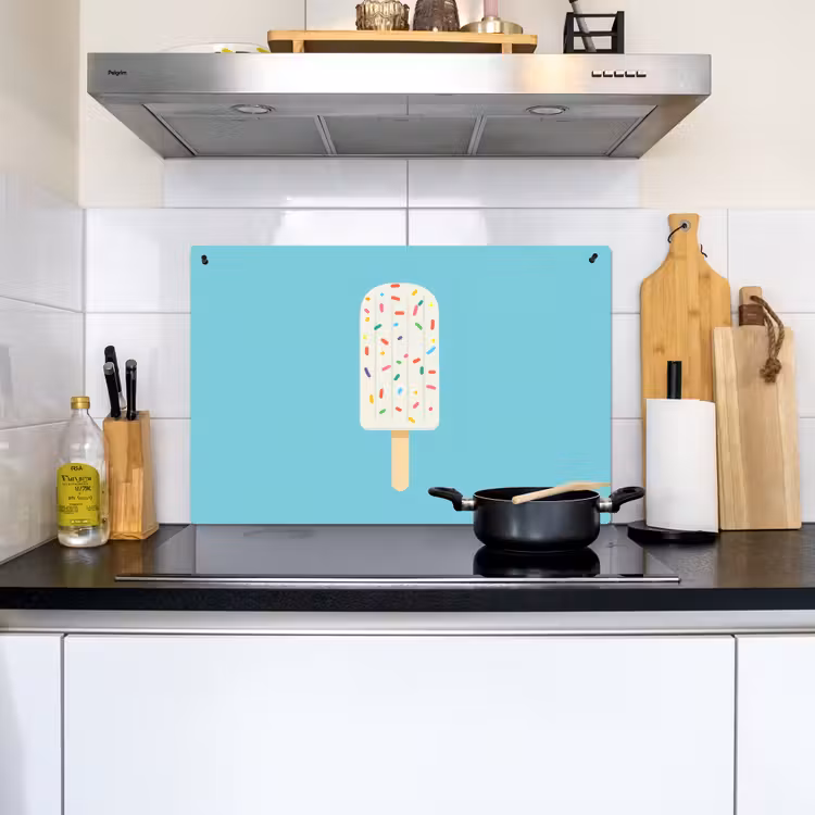 Ijsje - Stokje - Sprinkles - Lichtblauw Inductie beschemer met haakjes klein -sfeer2
