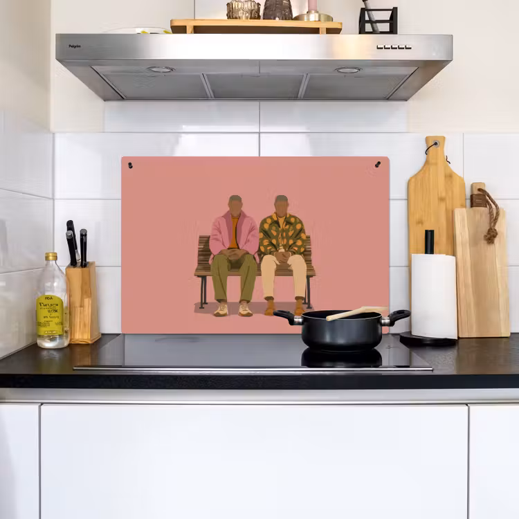 Illustratie - Bankje - Personen - Minimalistisch Inductie beschemer met haakjes klein -sfeer2