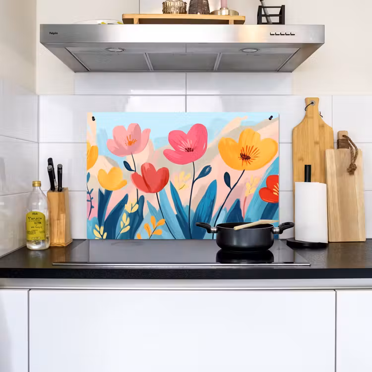 Illustratie - Bloemen - Kleurrijk Inductie beschemer met haakjes klein -sfeer2